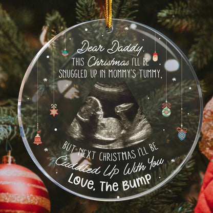 (Photo Inserted) This Christmas Baby Bump To Daddy - Personalized Ultrasound Ornament