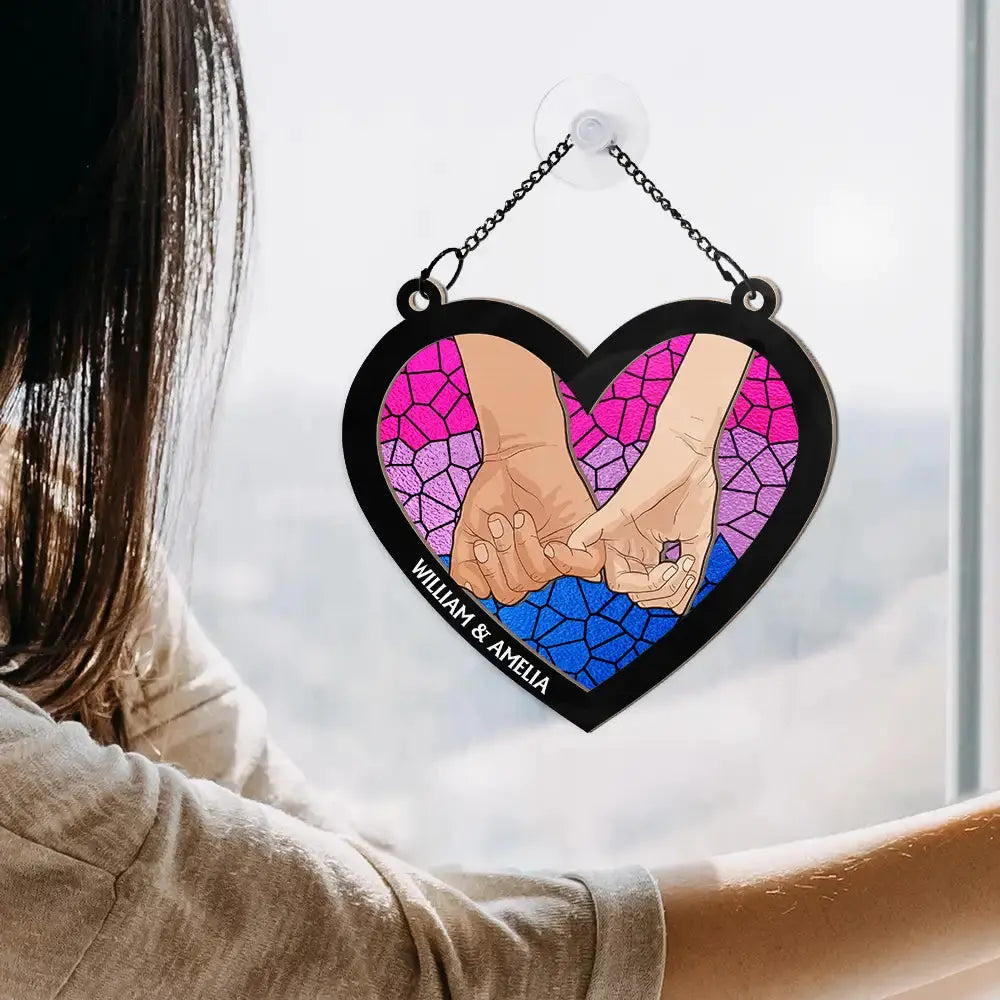 Pinky Promise Pride Couple - Personalized Window Hanging Suncatcher Ornament Hanging Suncatcher Ornament The Next Custom Gift