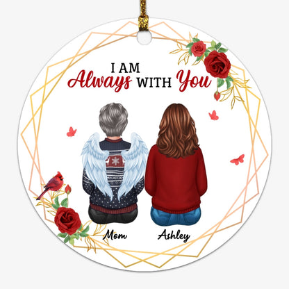 Rose Wreath Cardinal Memorial Family Personalized Circle Ornament