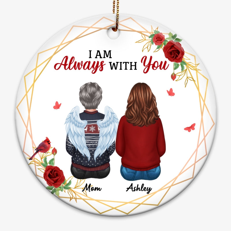 Rose Wreath Cardinal Memorial Family Personalized Circle Ornament