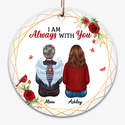 Rose Wreath Cardinal Memorial Family Personalized Circle Ornament