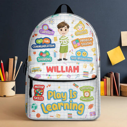 Play Is Learning - Personalized Canvas Backpack