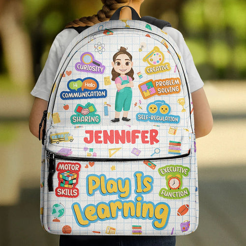 Play Is Learning - Personalized Canvas Backpack