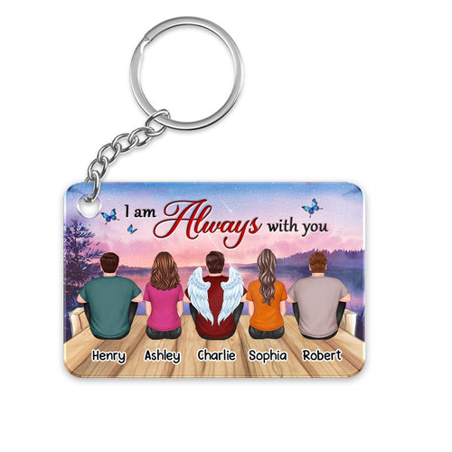 Purple Sunset Lake View Memorial Always With You Remembrance Keepsake Personalized Acrylic Keychain