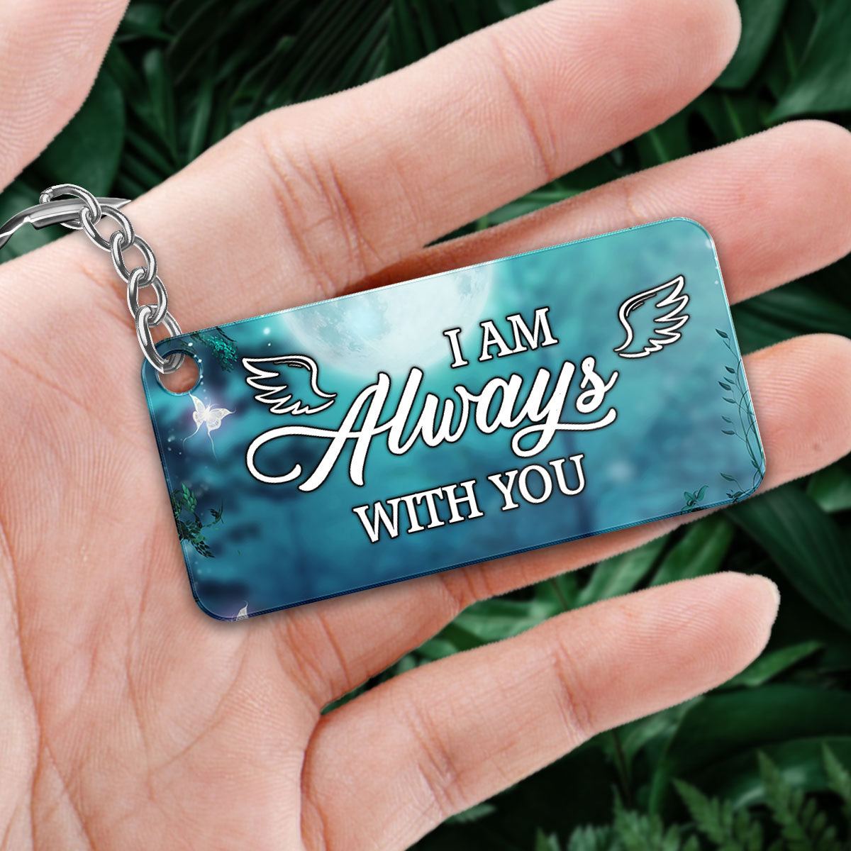 Forest Night Moon Always With You Whole Family Memorial Remembrance Gift Personalized Acrylic Keychain