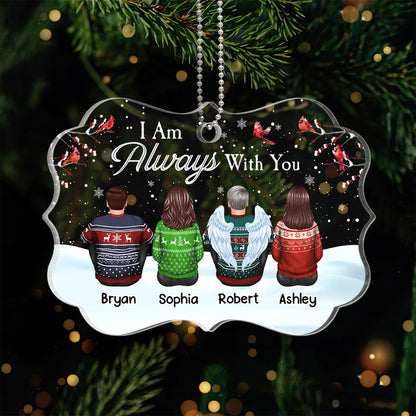 Family Memorial In Snow Cardinals Personalized Acrylic Ornament