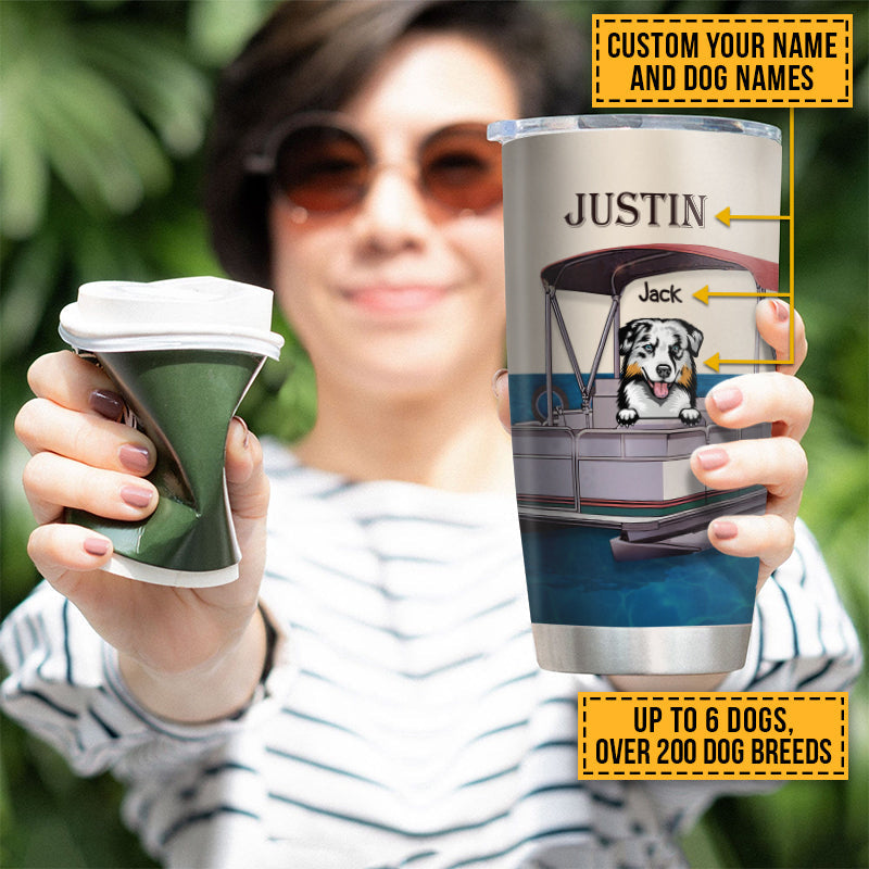 Pontoon Boat, Dog, Puppy, Lake, River, Kinda Busy Being Pontoon Captain Custom Tumbler