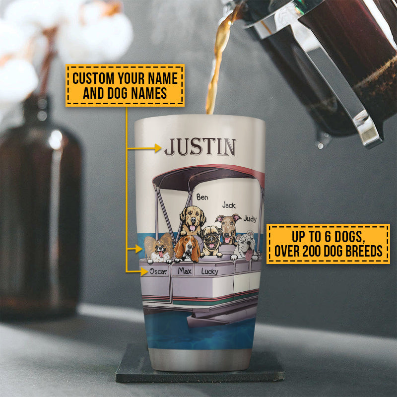 Pontoon Boat, Dog, Puppy, Lake, River, Kinda Busy Being Pontoon Captain Custom Tumbler