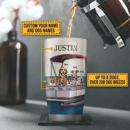 Pontoon Boat, Dog, Puppy, Lake, River, Kinda Busy Being Pontoon Captain Custom Tumbler