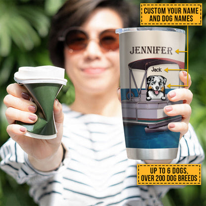 Pontoon Boat, Dog, Puppy, Lake, River, Kinda Busy Being Pontoon Queen Custom Tumbler