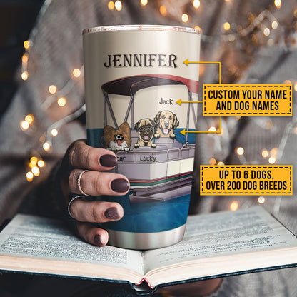 Pontoon Boat, Dog, Puppy, Lake, River, Kinda Busy Being Pontoon Queen Custom Tumbler