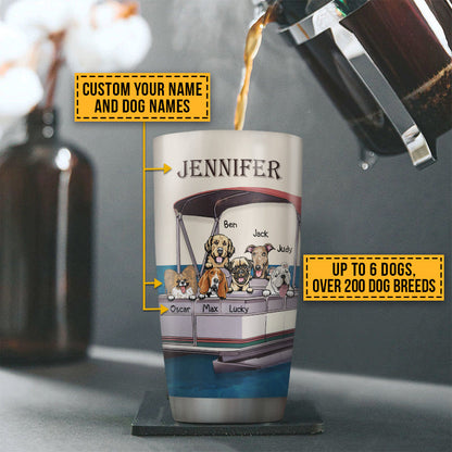 Pontoon Boat, Dog, Puppy, Lake, River, Kinda Busy Being Pontoon Queen Custom Tumbler