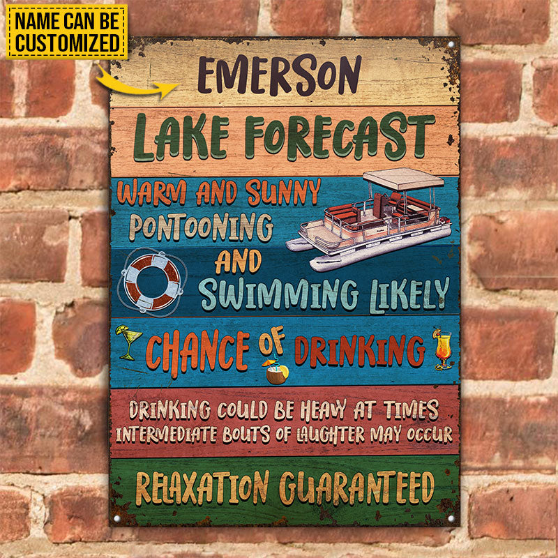 Pontoon Lake Forecast Warm And Sunny Custom Classic Metal Signs
