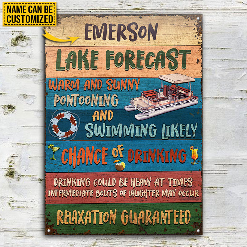 Pontoon Lake Forecast Warm And Sunny Custom Classic Metal Signs