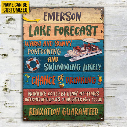 Pontoon Lake Forecast Warm And Sunny Custom Classic Metal Signs