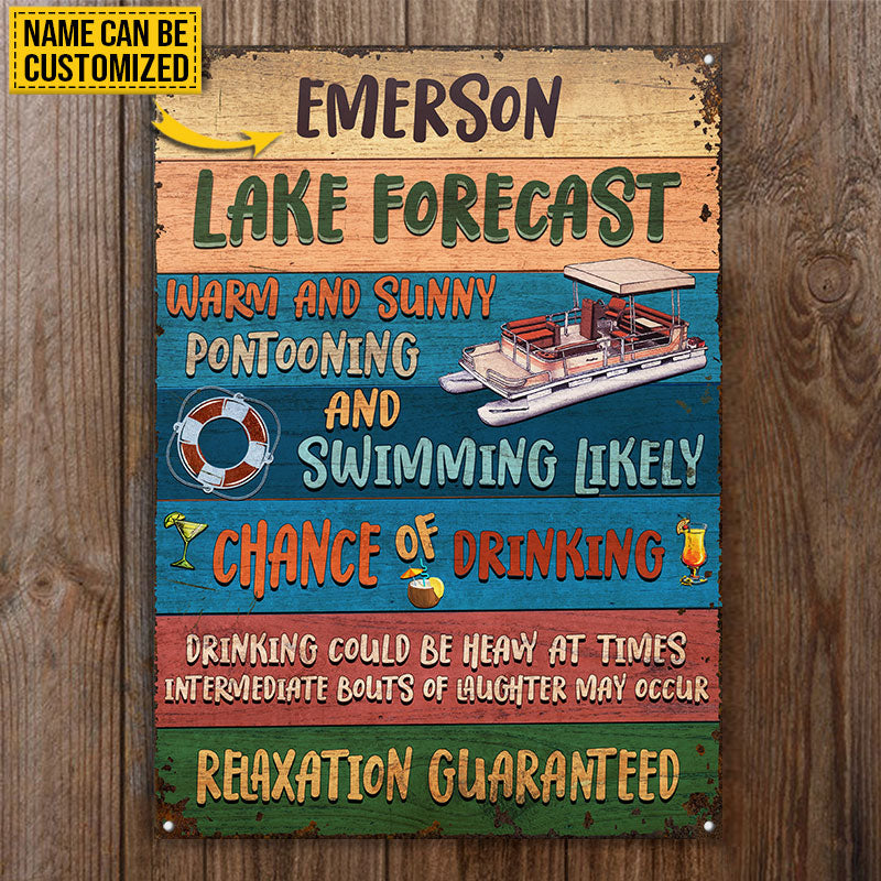 Pontoon Lake Forecast Warm And Sunny Custom Classic Metal Signs