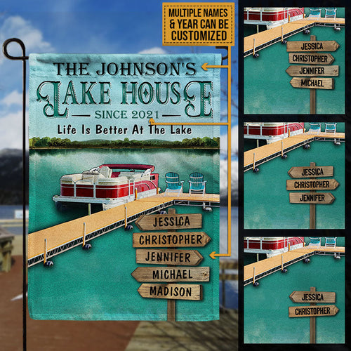 Pontoon Lake House Life Is Better Custom Flag