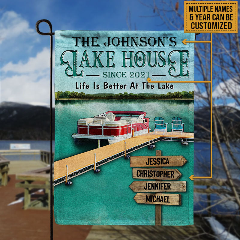 Pontoon Lake House Life Is Better Custom Flag