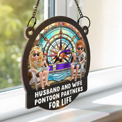 Pontoon Partners For Life - Personalized Window Hanging Suncatcher Ornament