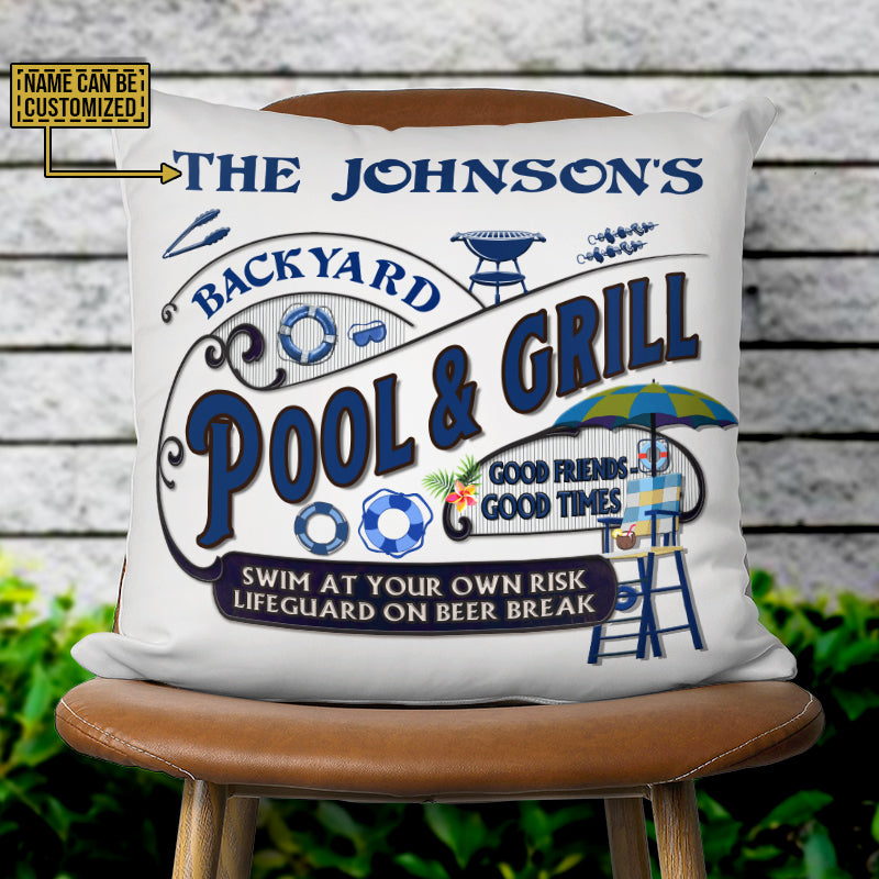 Pool Grilling Backyard At Your Own Risk Custom Pillow