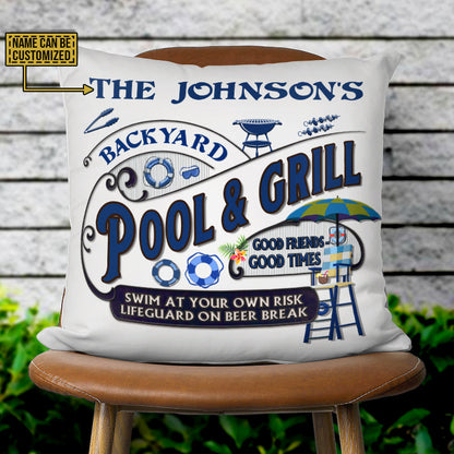 Pool Grilling Backyard At Your Own Risk Custom Pillow