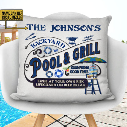 Pool Grilling Backyard At Your Own Risk Custom Pillow