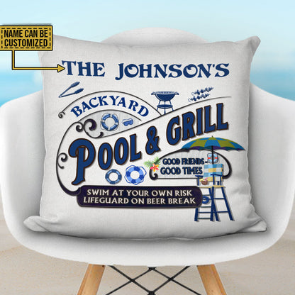 Pool Grilling Backyard At Your Own Risk Custom Pillow