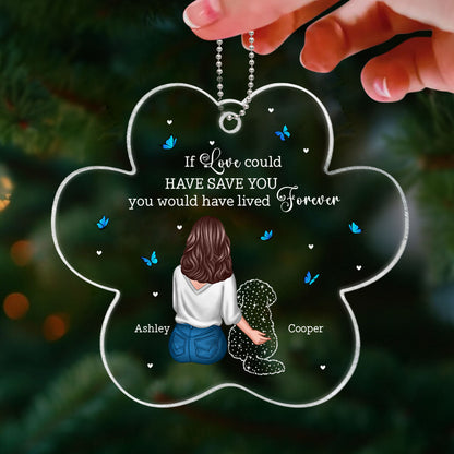 Dog Memorial Sitting Back View Memorial Keepsake Sympathy Gift Personalized Acrylic Ornament