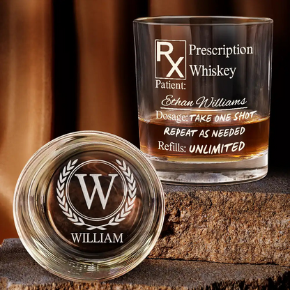 Prescription Whiskey Glass - Personalized Engraved Whiskey Glass