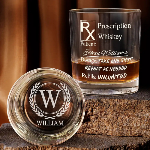 Prescription Whiskey Glass - Personalized Engraved Whiskey Glass