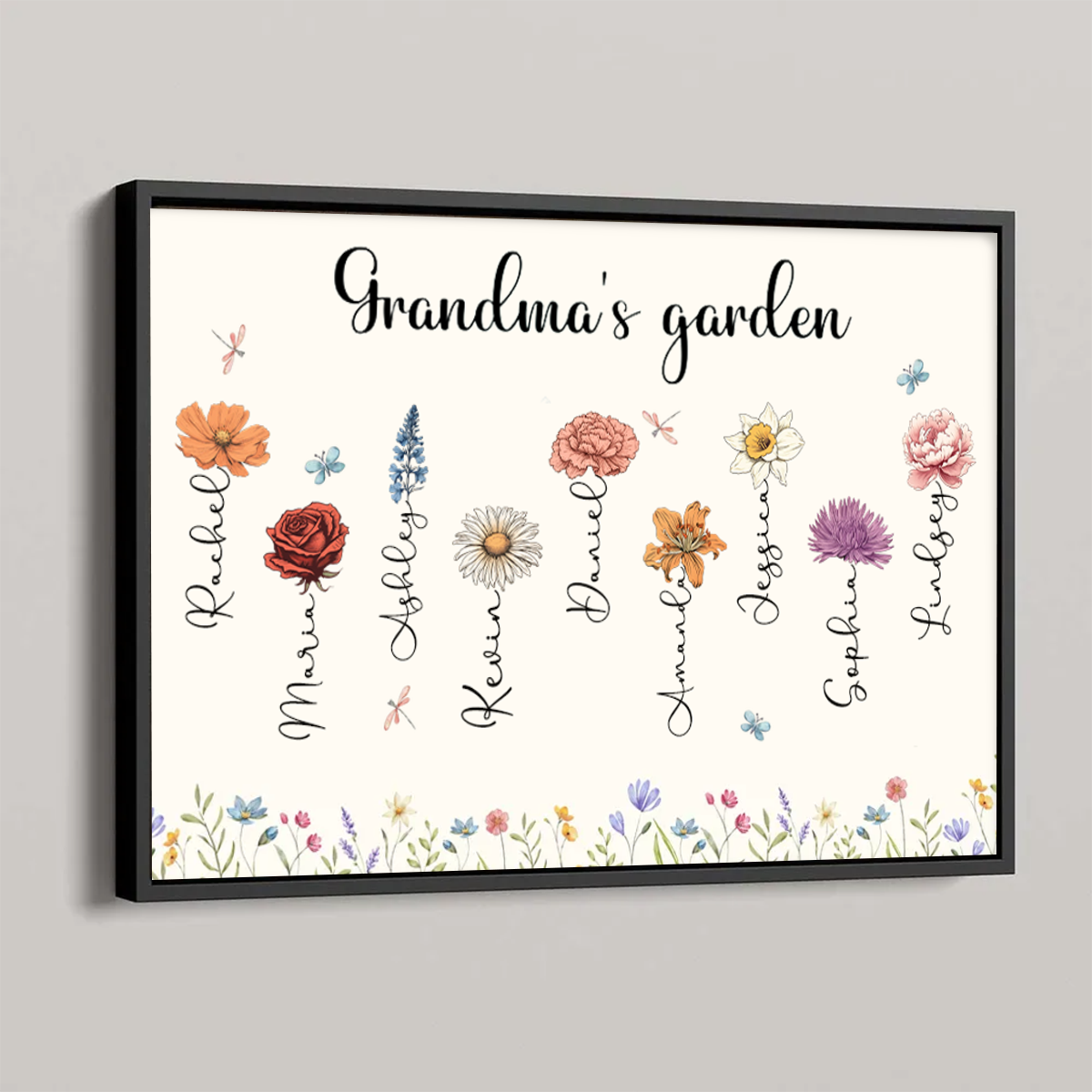 Vintage Grandma's Garden Birth Month Flowers Personalized Poster, Mother's Day Gift For Grandma, Mom