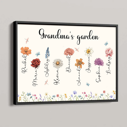 Vintage Grandma's Garden Birth Month Flowers Personalized Poster, Mother's Day Gift For Grandma, Mom