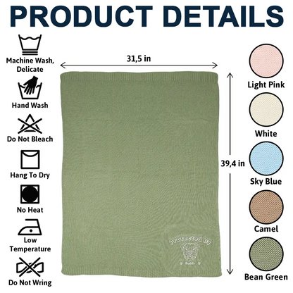 Protected By Dogs - Personalized Embroidered Knitted Baby Blanket