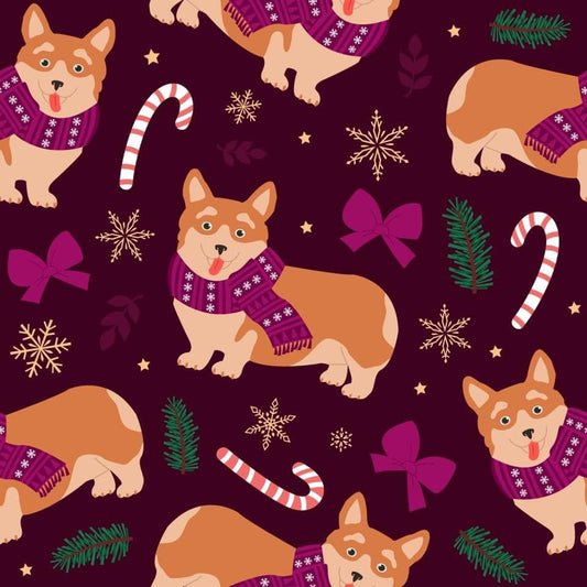 Peggy Swing Dress in Purple Christmas Corgi's - Preorder for dispatch 29th November