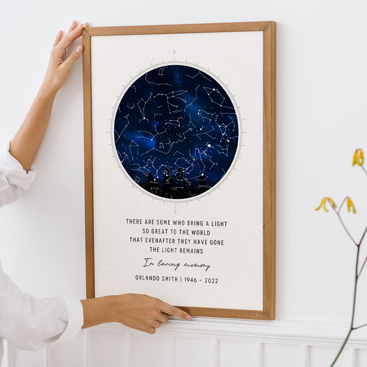Memorial Star Map Sympathy Bereavement Gift, Personalized Remembrance In Loving Memory Gifts Night Sky Poster, Heartfelt Keepsake to Remember Lost Loved One in Heaven