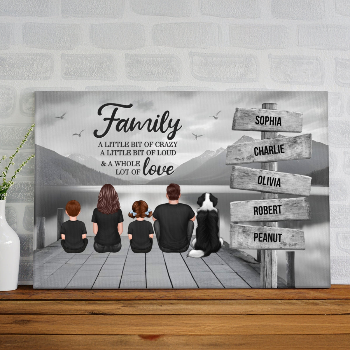 Family A Little Whole Lot of Love Sign Posts Personalized Canvas Prints, Home Decoration, Gift For Family