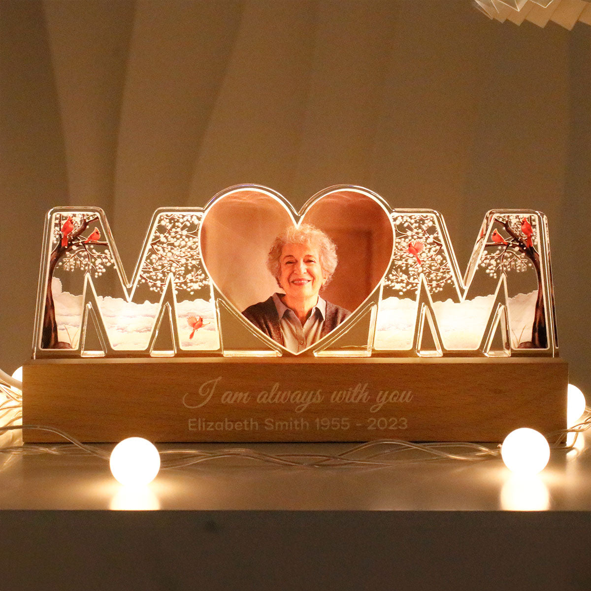 I'm Always With You, Memorial Sympathy Gift, Photo Personalized LED Night Light