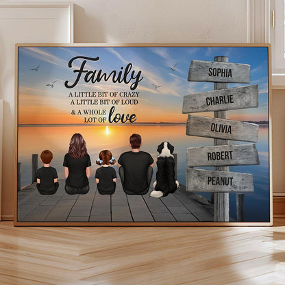 Retro Vintage Family A Little Whole Lot of Love Sign Posts Personalized Poster, Unique 2024 Christmas Gift For Family