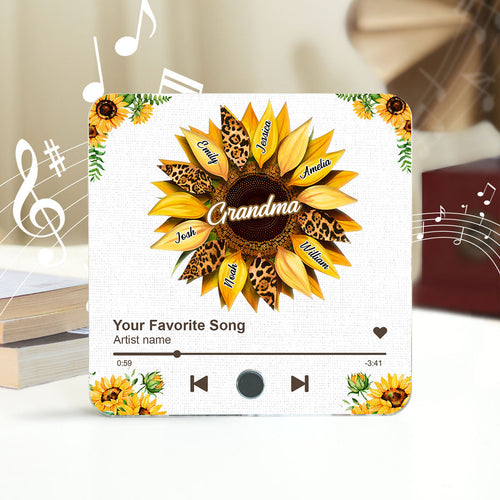 Nana Mom Sunflower Personalized Music Fridge Magnet, Heartfelt 2025 Mother's Day Birthday Gift For Mom