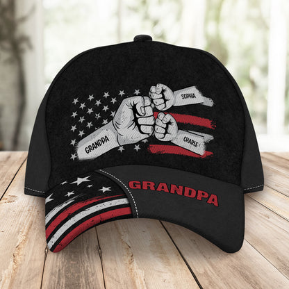 Grandpa Fist Bump Nation Flag Personalized Classic Cap