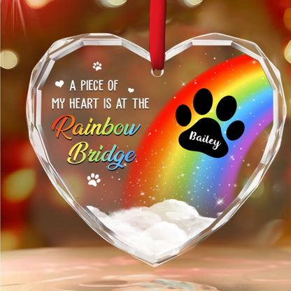 Piece Of Dog Mom Heart - Personalized Custom Glass Ornament