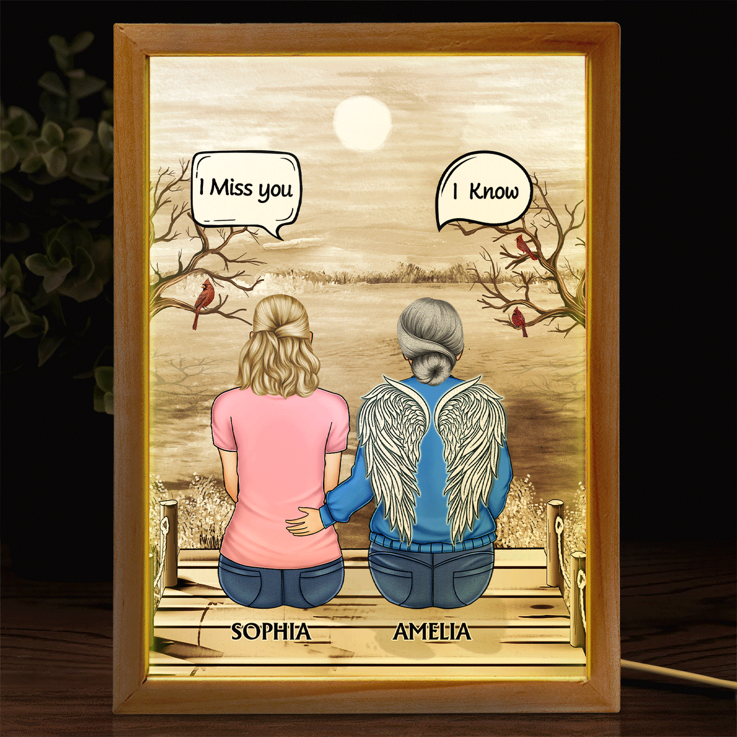 I Miss You I Know - Memorial Gift For Family, Friends, Siblings - Personalized Picture Frame Light Box