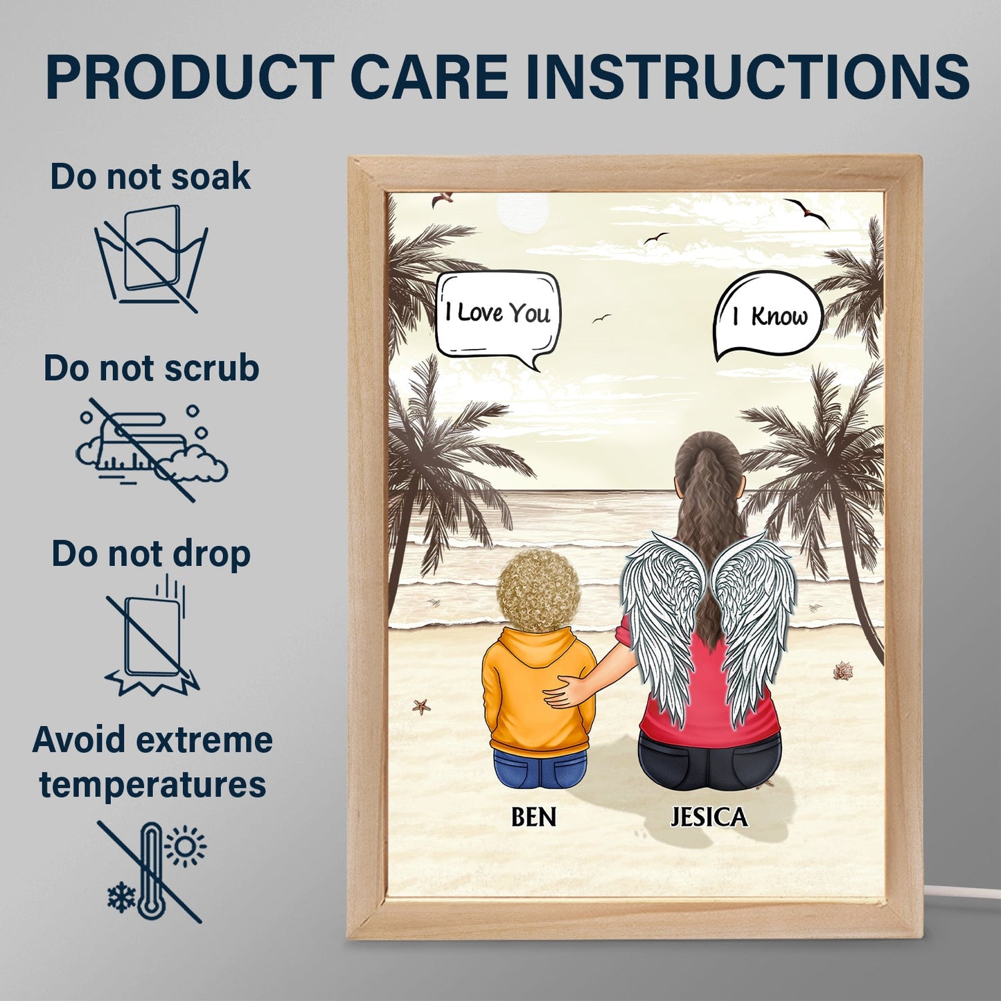 I Miss You I Know - Memorial Gift For Family, Friends, Siblings - Personalized Picture Frame Light Box