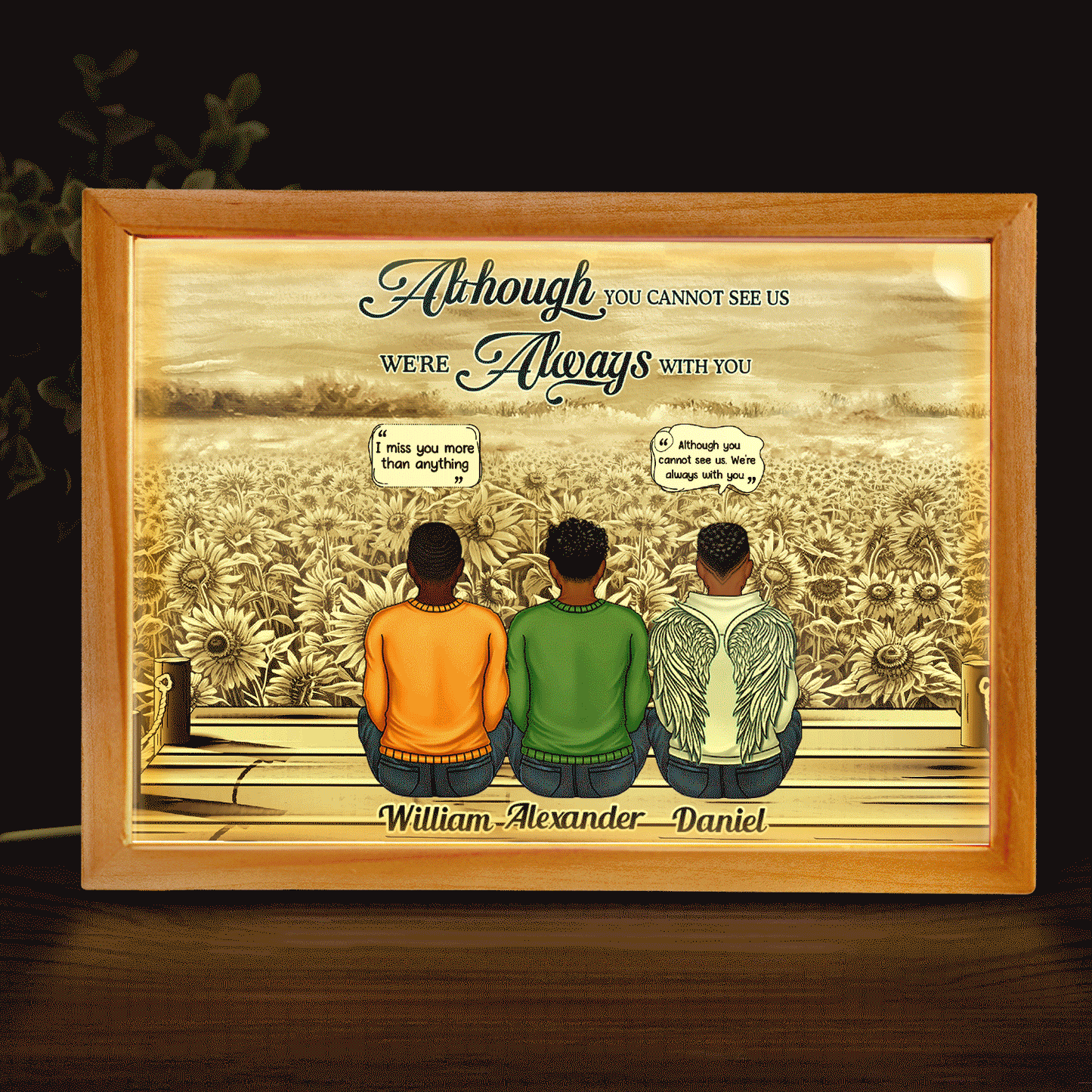 Always On Our Minds Forever In Our Hearts - Memorial Gift For Family, Siblings - Personalized Picture Frame Light Box