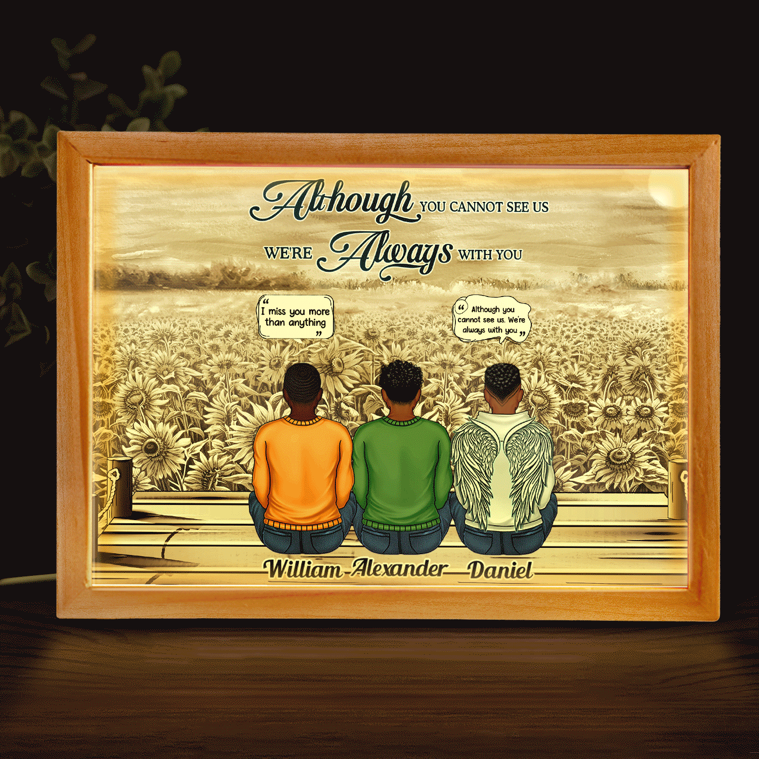 Always On Our Minds Forever In Our Hearts - Memorial Gift For Family, Siblings - Personalized Picture Frame Light Box