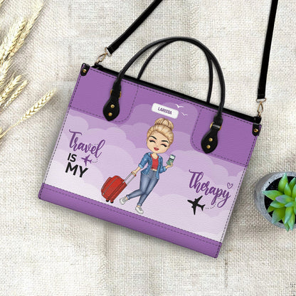 Just A Girl Who Loves Traveling - Gift For Her, Family, Vacation Lovers - Personalized Leather Bag