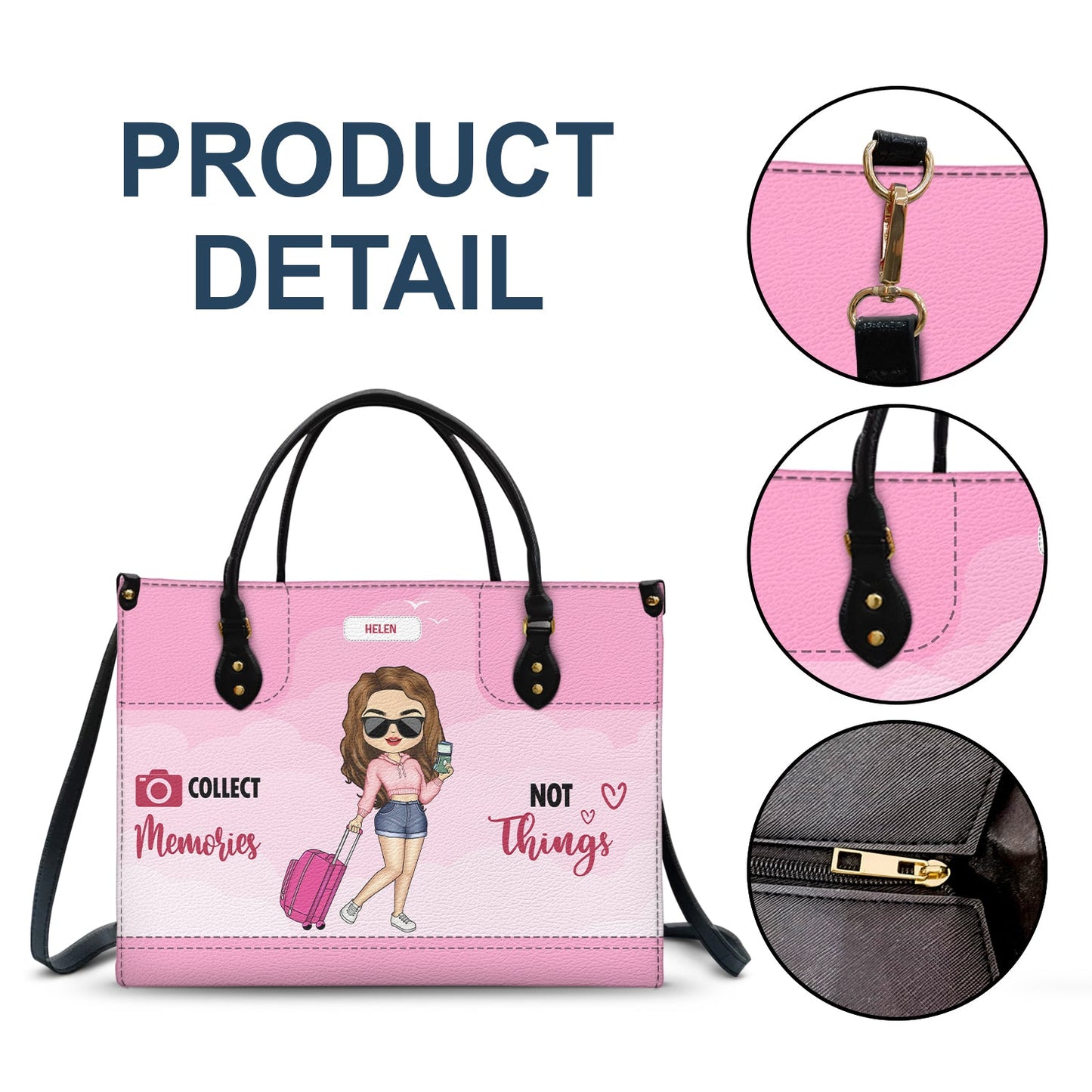 Just A Girl Who Loves Traveling - Gift For Her, Family, Vacation Lovers - Personalized Leather Bag