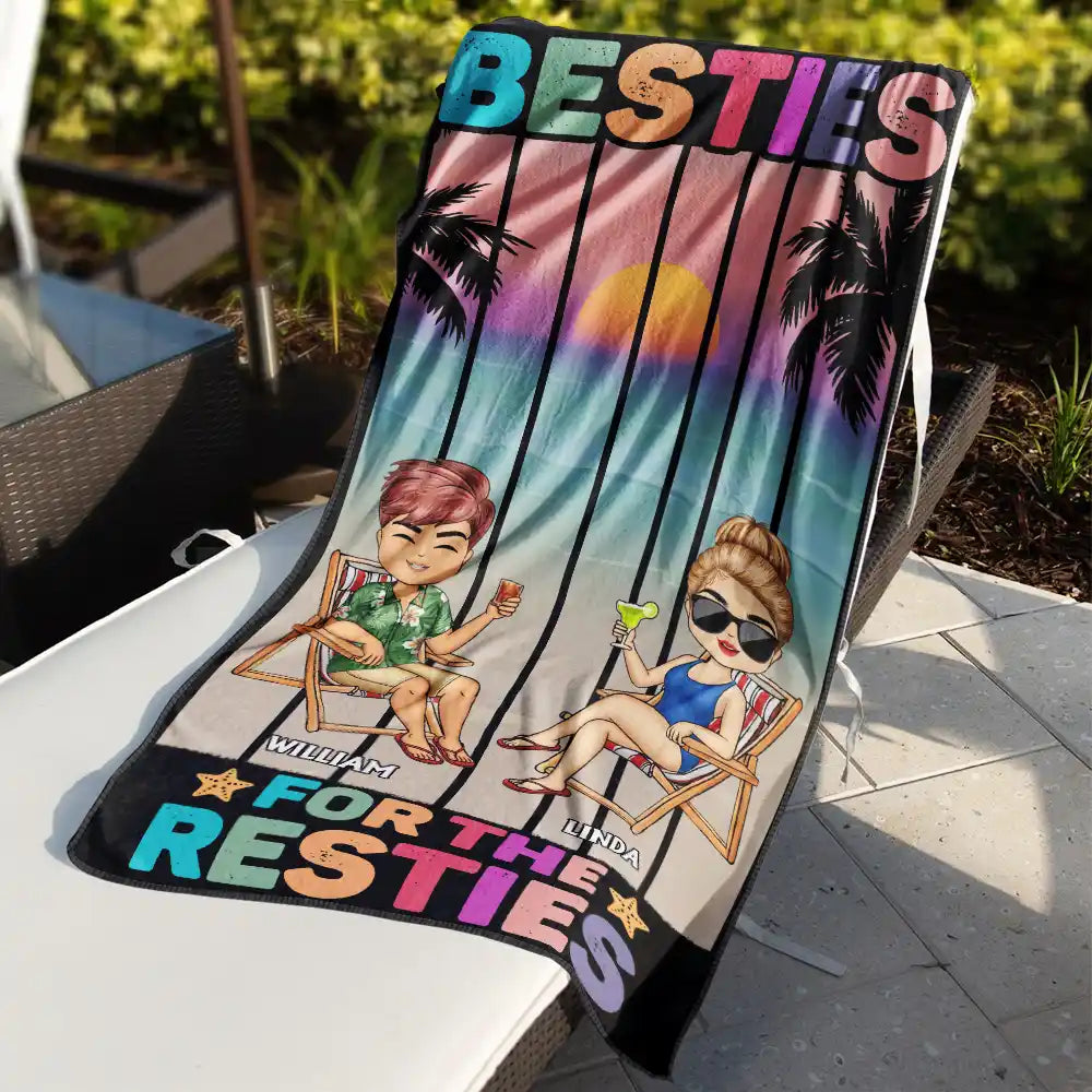 Beaches Booze Besties - Personalized Beach Towel