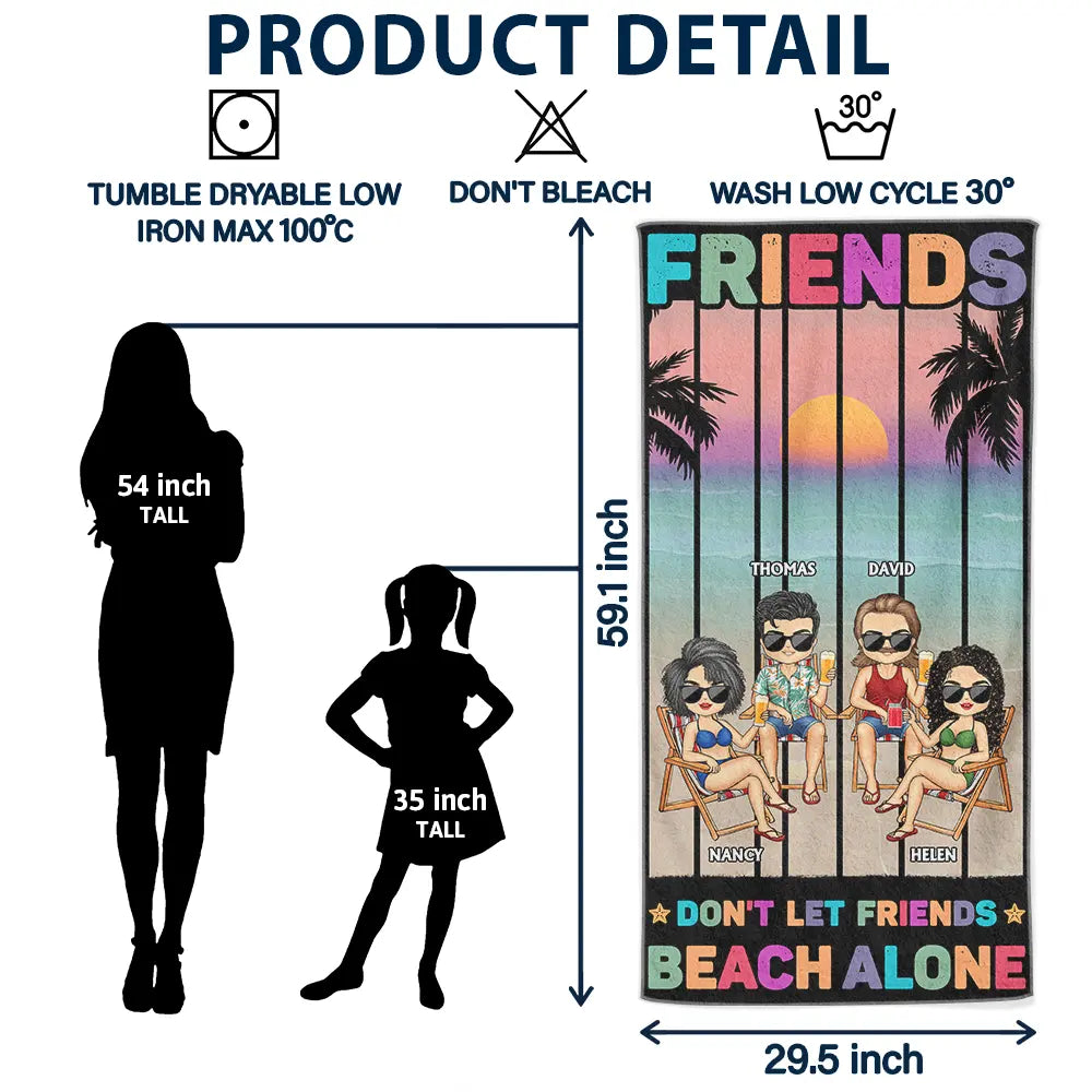 Beaches Booze Besties - Personalized Beach Towel