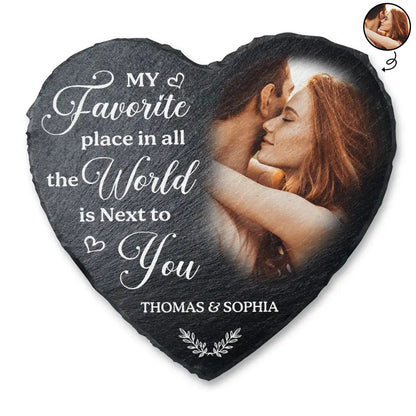 Custom Photo My Favorite Place In All The World - Personalized Heart Memorial Garden Stone